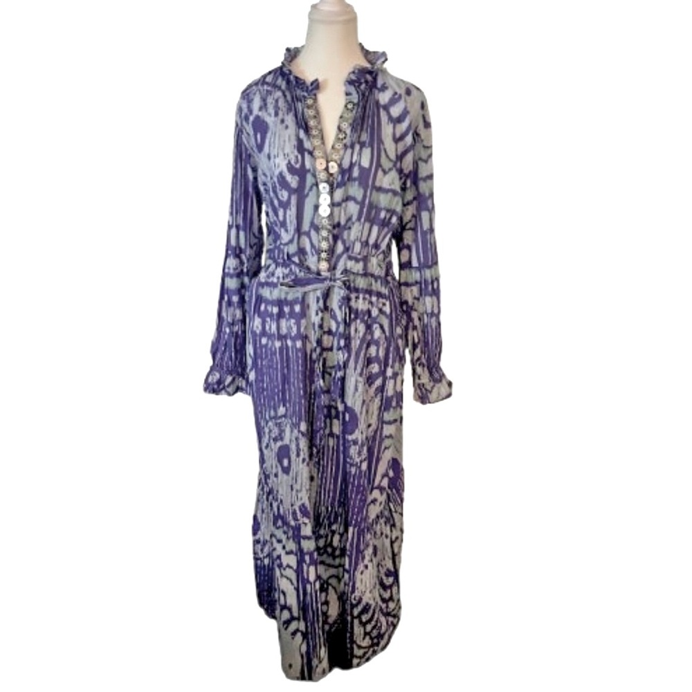 FANTASTIC Sheridan French Block Print Maxi Dress with Tie Waist